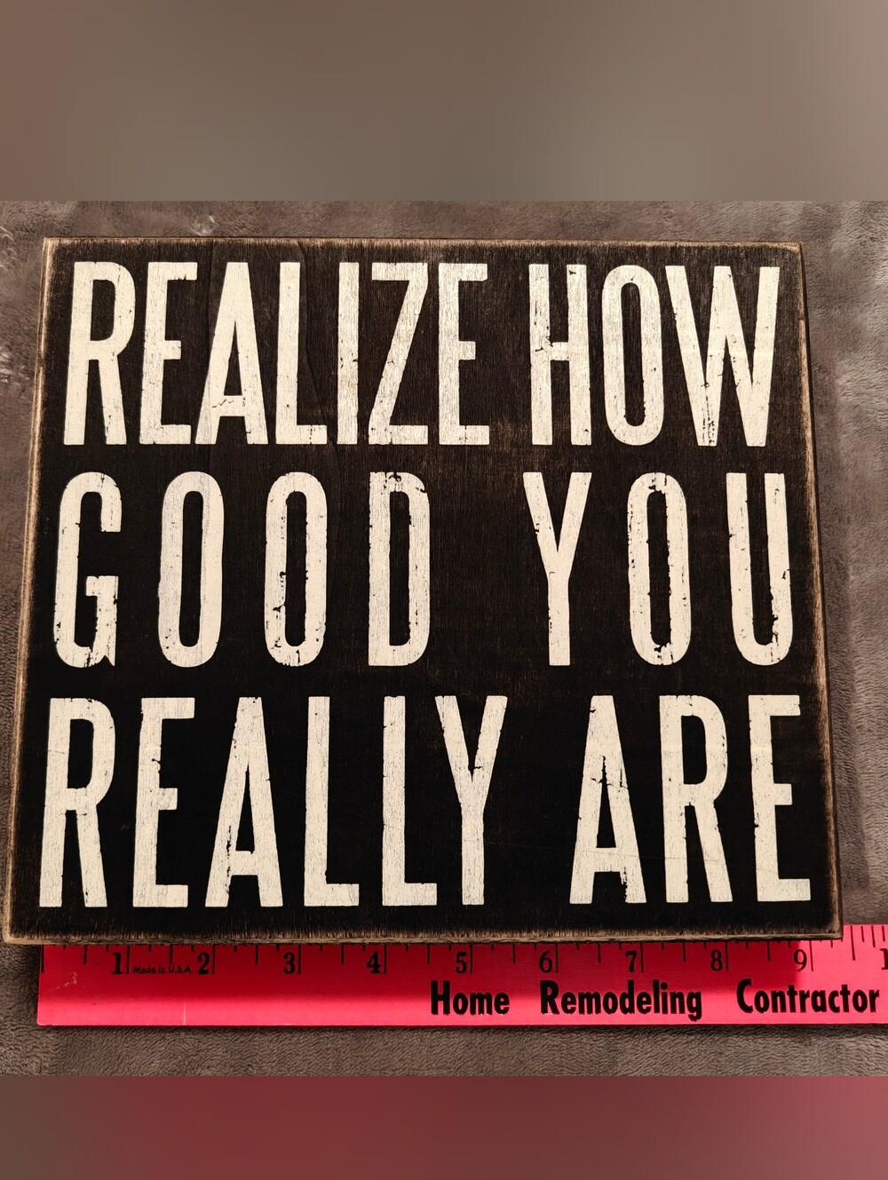 Primitives by Kathy, Black and White Motivational Word Plaque